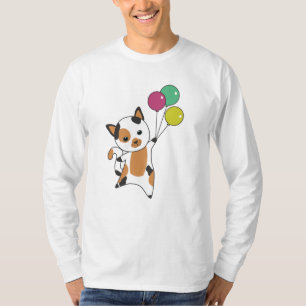 T-shirt Chat Kitten Ballons Animaux doux Tricolor
