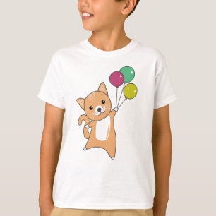 T-shirt Chat Kitten Ballons doux Animaux Rouge Orange