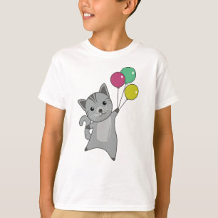 T-shirt Chat Kitten Ballons mignons Animaux Gris Chats