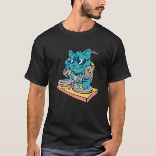 T-shirt Chat Kitten Dj Lunettes de soleil casque Vinyl Tur
