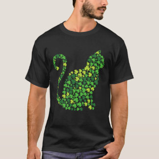 T-shirt Chat Kitten Lucky Shamrock Jour de la Saint Patric