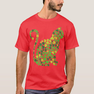 T-shirt Chat Kitten Lucky Shamrock Jour de la Saint Patric