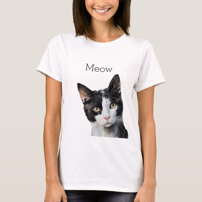 T-shirt Chat Kitty Blanc Noir (Devant)