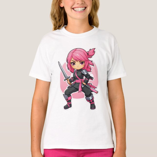 T-shirt Chat Kitty Rose Cute (Devant)