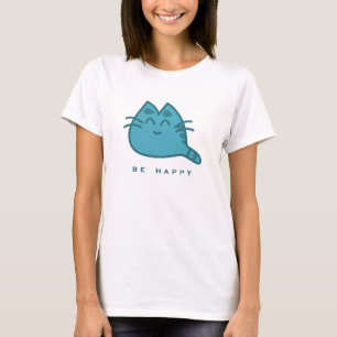 T-shirt Chat Kitty souriant bleu