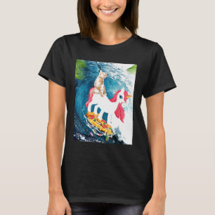 T-shirt Chat Kitty Surfant Pizza Chats Chevauchant Animal 
