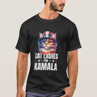 T-shirt Chat Ladies for Kamala Harris Président 2024 Drôle