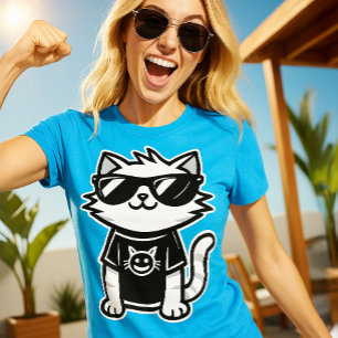 T-shirt Chat le plus frais du monde avec lunettes de solei