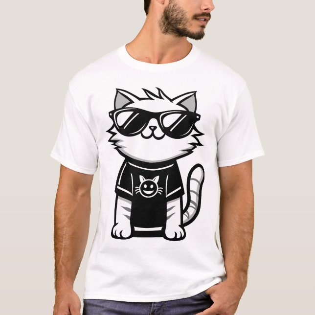 T-shirt Chat le plus frais du monde avec lunettes de solei (Devant)