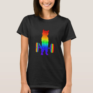 T-shirt Chat Lgb Soulevé De Terre Powerlifting Gay Pride C