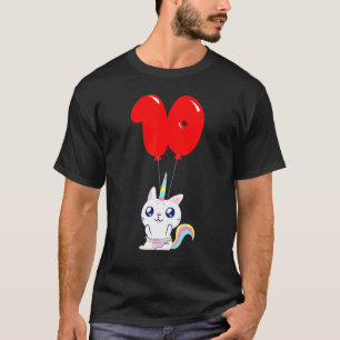 T-shirt Chat Licorne Mignon 10ème Anniversaire Ballon Enfa