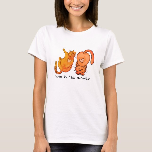 T-shirt Chat Love est la réponse Chemise - Amoureux des ch (Devant)