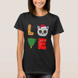 T-shirt Chat Love Noël Noël Noël Noël Pains d'épices