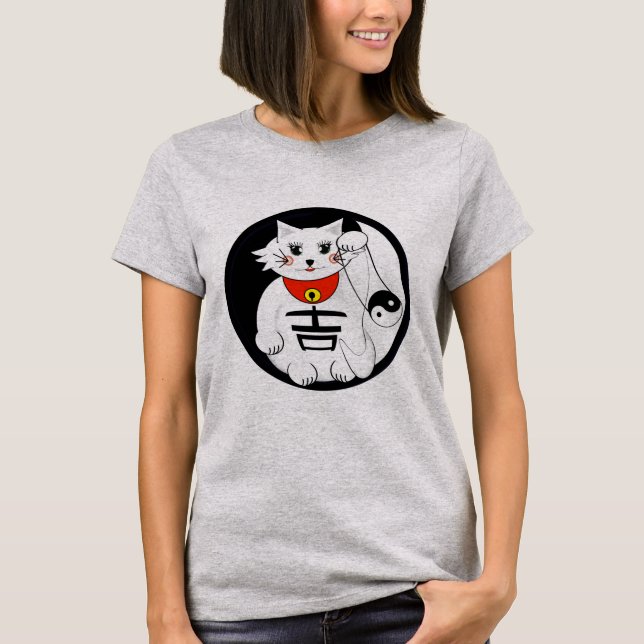 T-shirt Chat Lucky - Maneki Neko - Beckoning. (Devant)