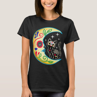 T-shirt Chat & Lune Crâne à sucre Dia de Los Muertos, Jour