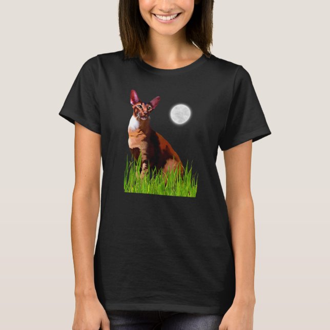 T-shirt Chat Lune de Chat de Chat Oriental (Devant)