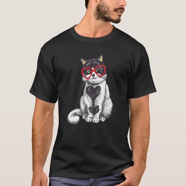 T-shirt Chat Lunettes de soleil Coeur Cute Kitten Chat Val (Devant)