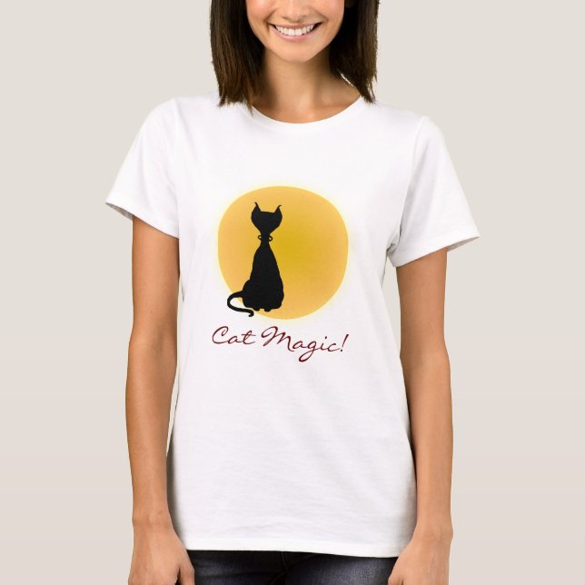 T-shirt Chat Magie Fun Kitty Cartoon Dames Chemise (Devant)