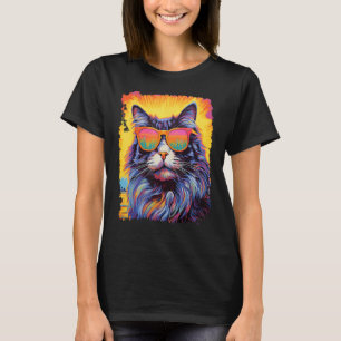 T-shirt Chat Maine Coon Hawaïen Pop Art