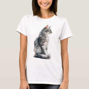 T-shirt Chat majestueux argenté Maine Coon Portrait Femmes