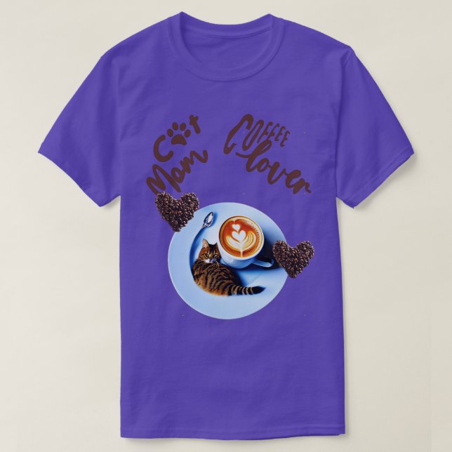 T-shirt Chat maman amateur de café Cat Design 6 (Design devant)