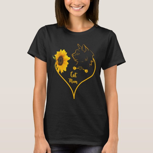T-shirt Chat Maman avec tournesol mignonne Amoureux de les (Devant)