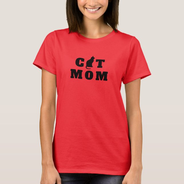 T-shirt Chat Maman Cute Silhouette (Devant)