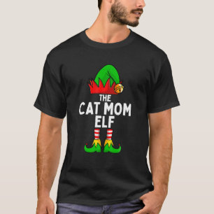T-shirt Chat Maman Elf drôle Noël Famille de jumelage