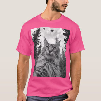T-shirt Chat Maman Papa - Drôle Alien Selfie Maine Coon Uf