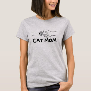 T-shirt chat maman patte et femme imprimé main