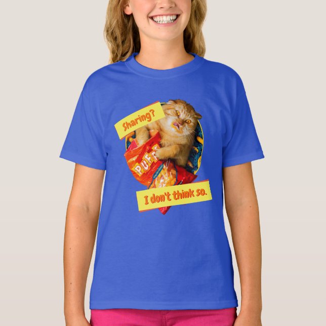T-shirt Chat mangeant des boulettes de fromage (Devant)