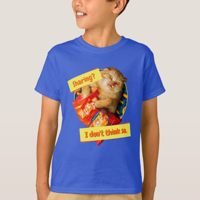 T-shirt Chat mangeant des boulettes de fromage (Devant)