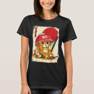T-shirt Chat mangeant des ramen amateur de nouilles japona