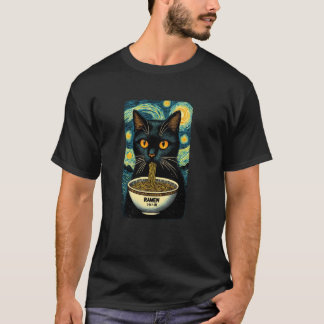 T-shirt Chat Mangeant des Ramen, Nuit Étoilée Van Gogh, Am