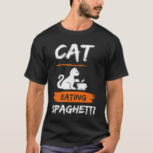 T-shirt Chat mangeant des spaghetti et des nouilles avec u