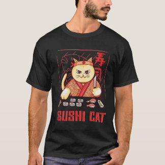 T-shirt chat mangeant des sushis