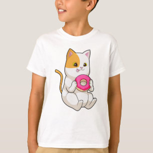 T-shirt Chat Mangeant un Beignet