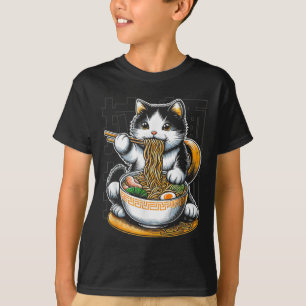 T-shirt Chat Manger Ramen Alimentation Amoureux des chats 