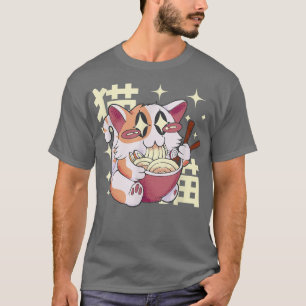 T-shirt Chat Manger Ramen Kawaii Anime japonaise Japon Cul