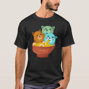 T-shirt chat manger ramen nouilles japonaise