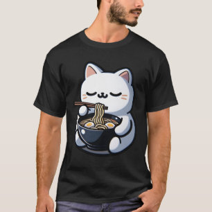 T-shirt Chat Manger Ramen nouilles Kawaii Anime Japonais C