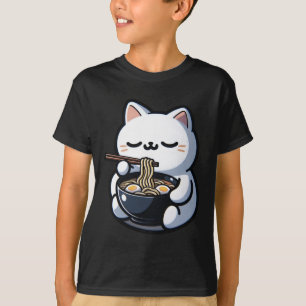 T-shirt Chat Manger Ramen nouilles Kawaii Anime Japonais C