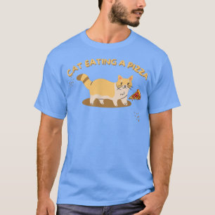 T-shirt Chat Manger Une Pizza Drôle Animaux Amoureux De La