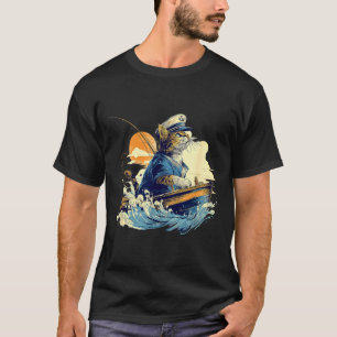 T-shirt Chat Marin Capitaine Bateau Pêche