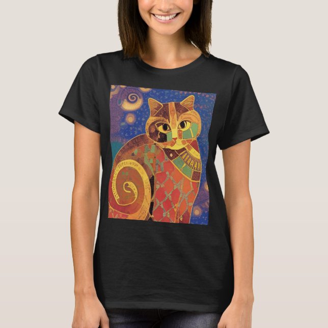 T-shirt Chat marocain mosaïque voix chic (Devant)