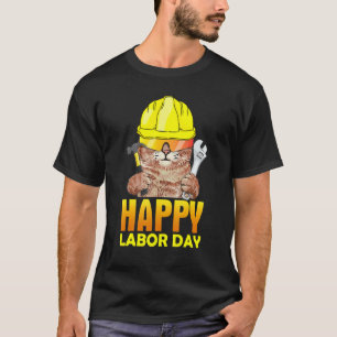 T-shirt Chat Mécanicien Joyeuse Fête du Travail Patriotiqu