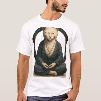 T-shirt Chat méditant Zen – Art de yoga mindful Enso Circl