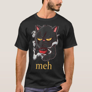 T-shirt Chat meh pour chat grincheux buvant du café 1