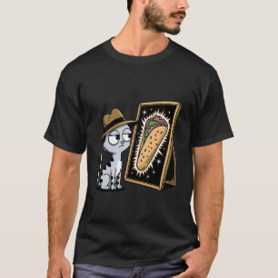 T-shirt Chat Mème Fixant un Burrito Drôle de Cerveau Itali