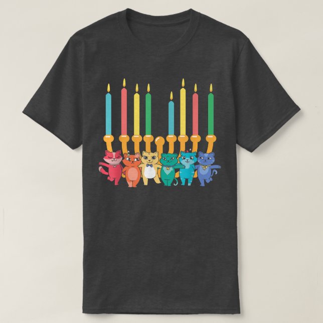 T-shirt Chat Menorah Hanoukka Chanukah Pajama Costume Pour (Design devant)